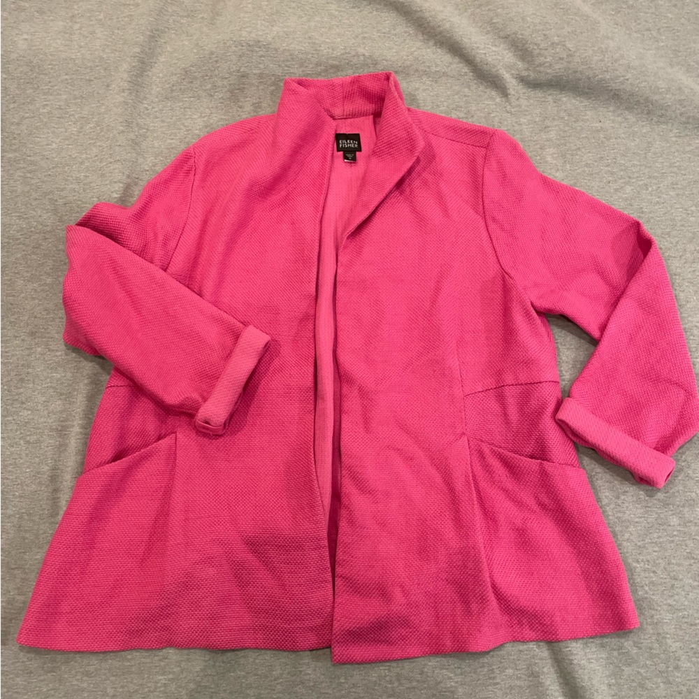 Hot pink Eileen Fisher linen blend blazer - Picture 2 of 14
